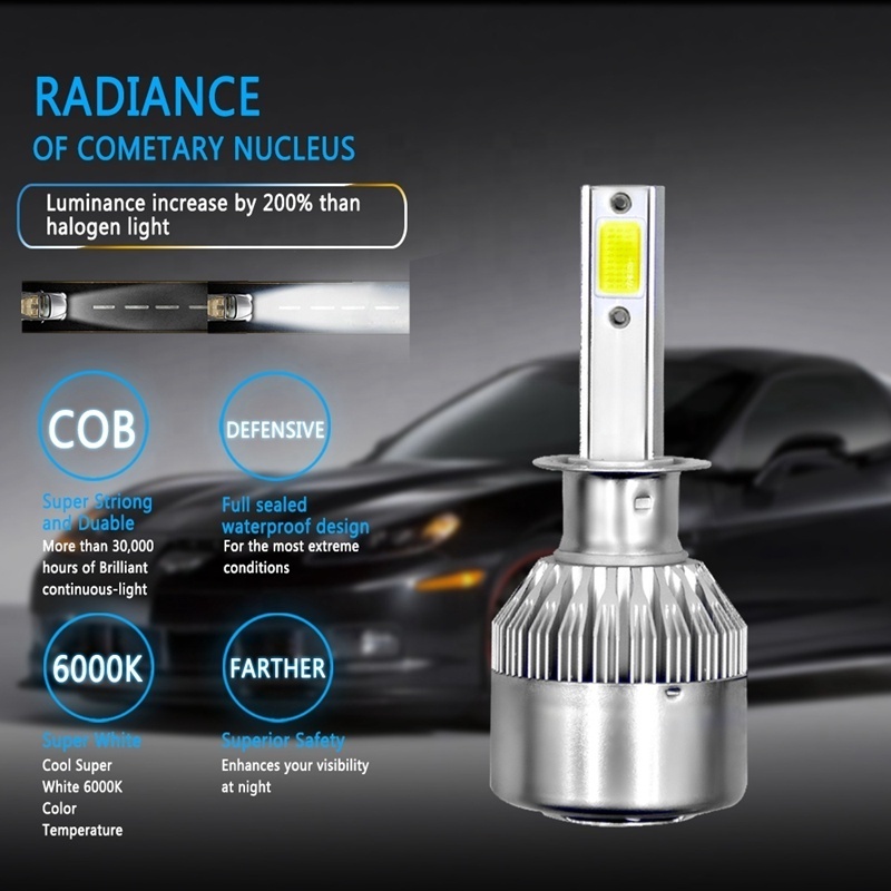 Hot sale C6 H4 LED Headlight h7 led auto bulbs h8 h9 h11 hb3 hb4 12v cob led lamp bulbs h4 h7 led