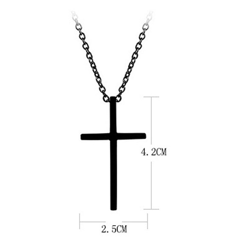 Cross Series Jewelry 2 Stainless Steel Simple Black Glossy Cross Pendant Necklace For Couples Trendy