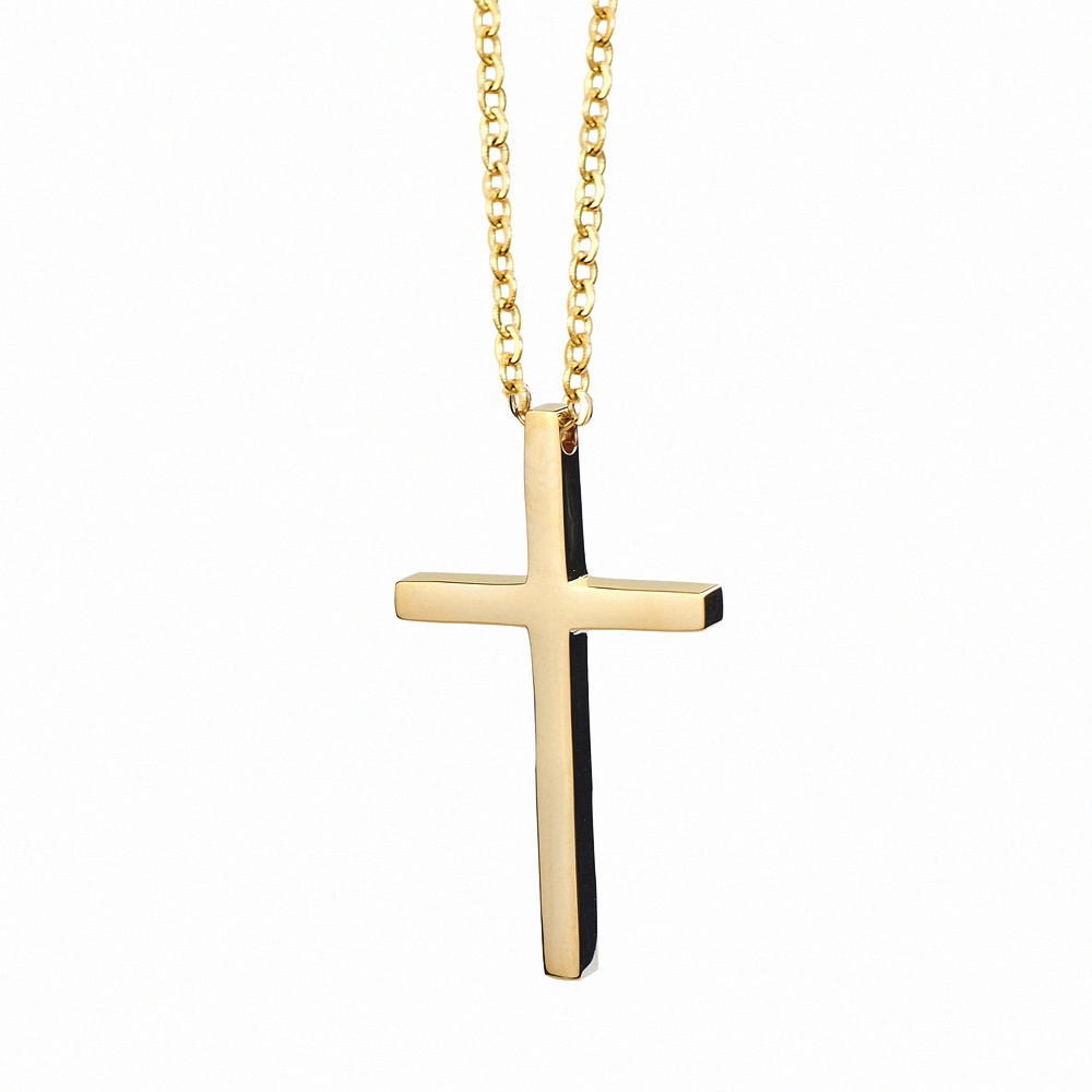 Cross Series Jewelry 2 Stainless Steel Simple Black Glossy Cross Pendant Necklace For Couples Trendy