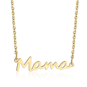 Wholesale Mother's Day Gift Titanium Steel Jewelry  Gold Plated Stainless Steel English Letter Mama Pendant Necklace For Mom