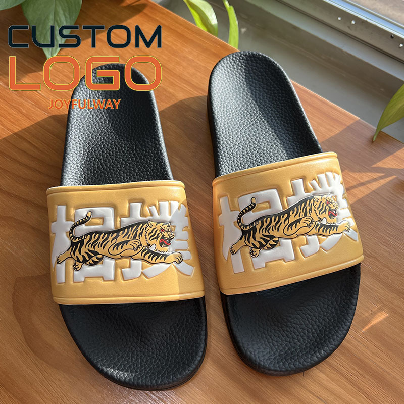 High Quality luxury soft light Custom Logo Summer Men slides Sandals PU Upper rubber Sole custom Slippers