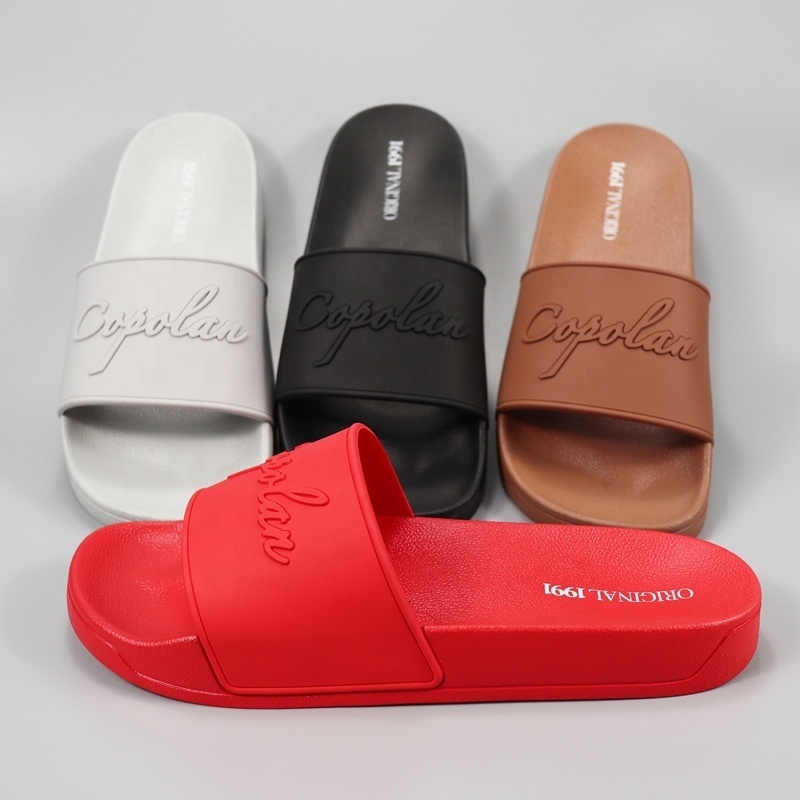 Soft comfort OEM PU Rubber Custom Color Design Logo Men And Women Sandals Custom logo slide slipper