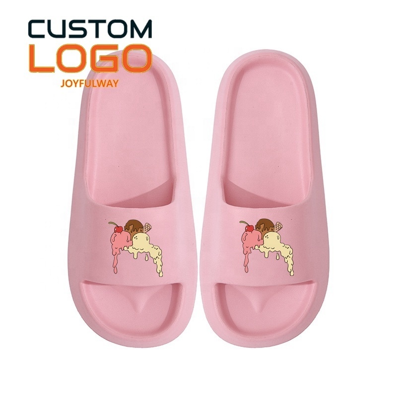 fashion EVA durable designer soft yezzy slides custom logo, cloud foam custom printing slides slippers