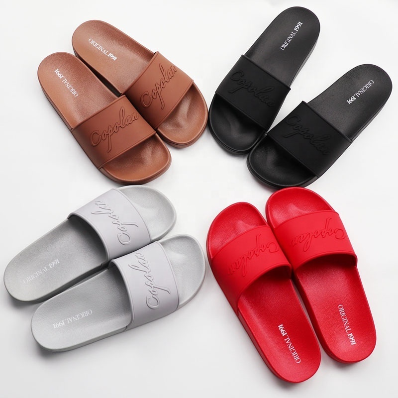 Soft comfort OEM PU Rubber Custom Color Design Logo Men And Women Sandals Custom logo slide slipper