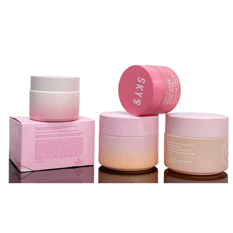 250ml 8oz Body Butter Container Clear Glass Cosmetic Cream Jar pink with Plastic Lid for Skin Care Body Scrub Jar