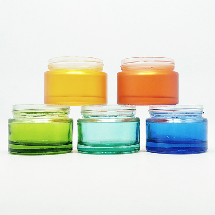 15g 30g 50g 60g 100g skin care packaging pink white blue green orange face cream apothecary cosmetic glass jar with cap