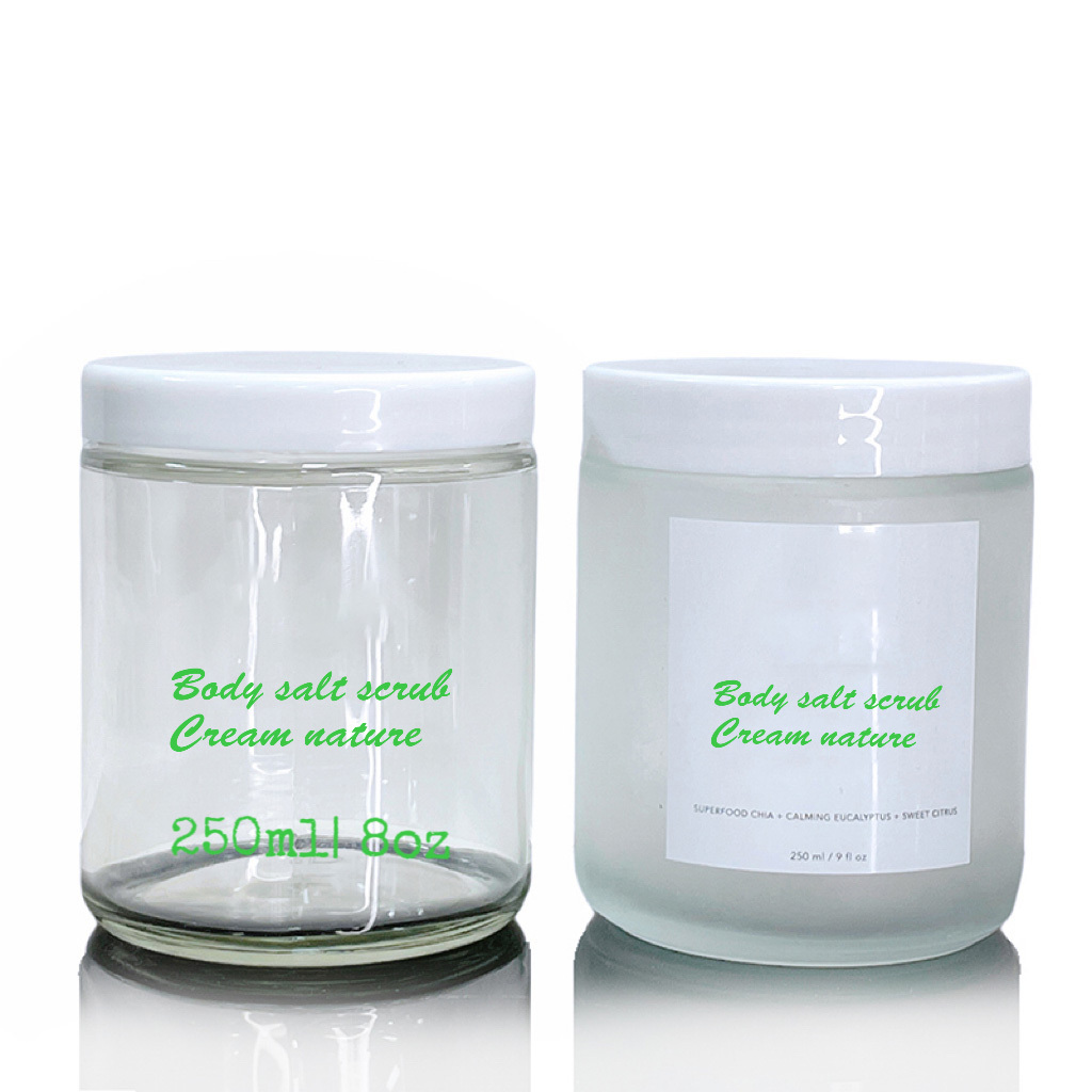 250ml 8oz Body Butter Container Clear Glass Cosmetic Cream Jar pink with Plastic Lid for Skin Care Body Scrub Jar