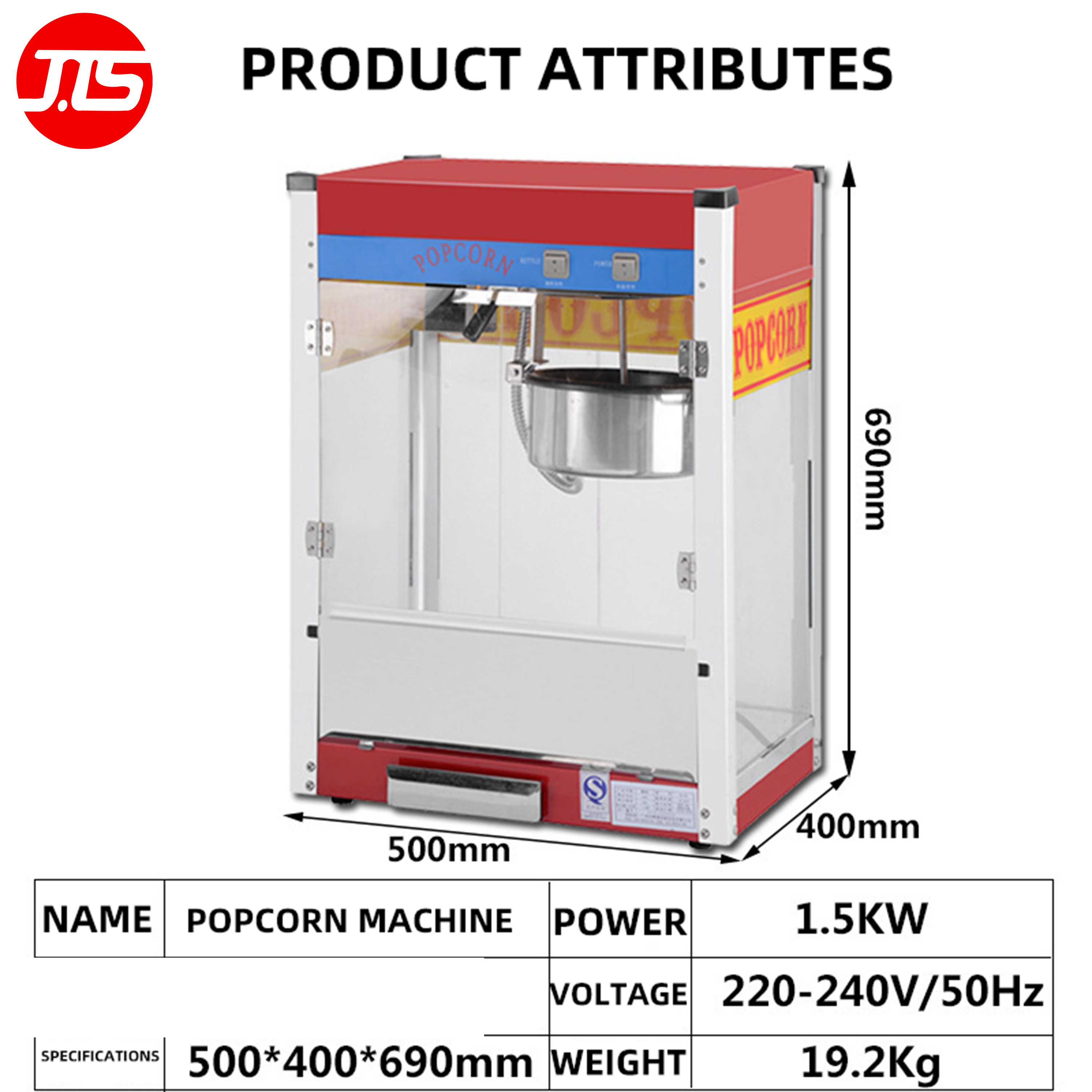 JTS Factory Hot selling 2024 Sweet Popcorn Machine Industrial Electric Popcorn Makers Popcorn Machine Large Capacity