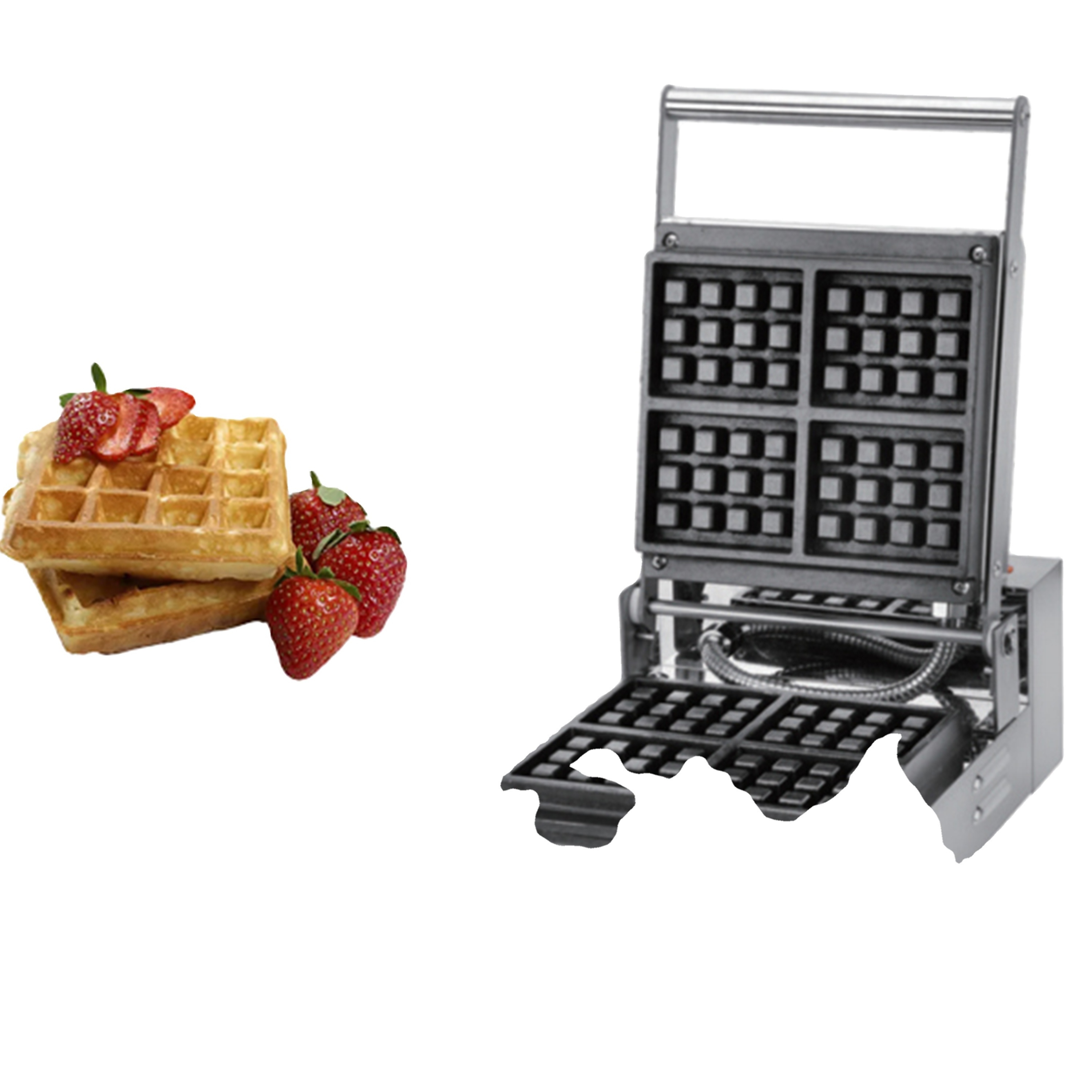 JTS Belgian Gas Electric Mini Commercial Industrial Vertical Four Spaces Square Honeycomb Double Cuisinart Waffle Maker Machine