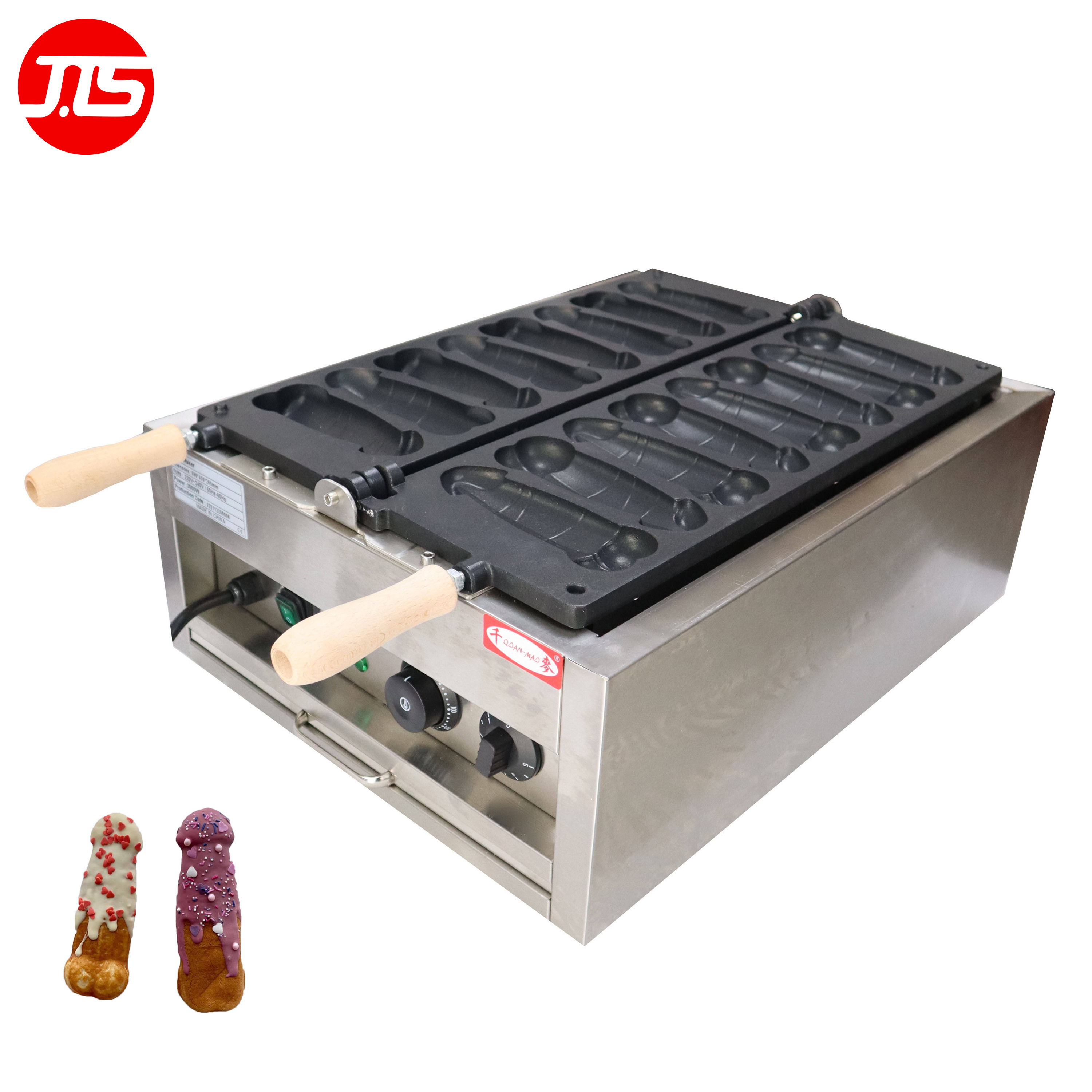 JTS  Commercial Snack Machine Electric Non-Stick Dick Waffle Baker 8 Pcs Taiwan Penis Shape Waffle Maker Machine Supplier