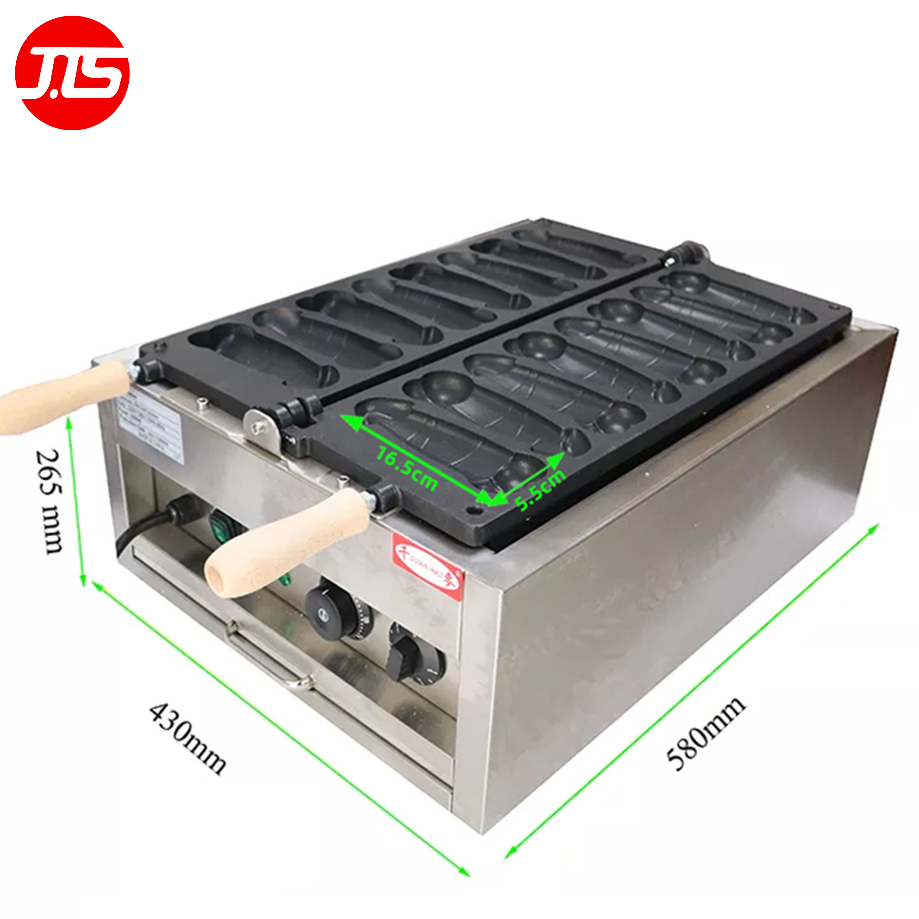 JTS  Commercial Snack Machine Electric Non-Stick Dick Waffle Baker 8 Pcs Taiwan Penis Shape Waffle Maker Machine Supplier