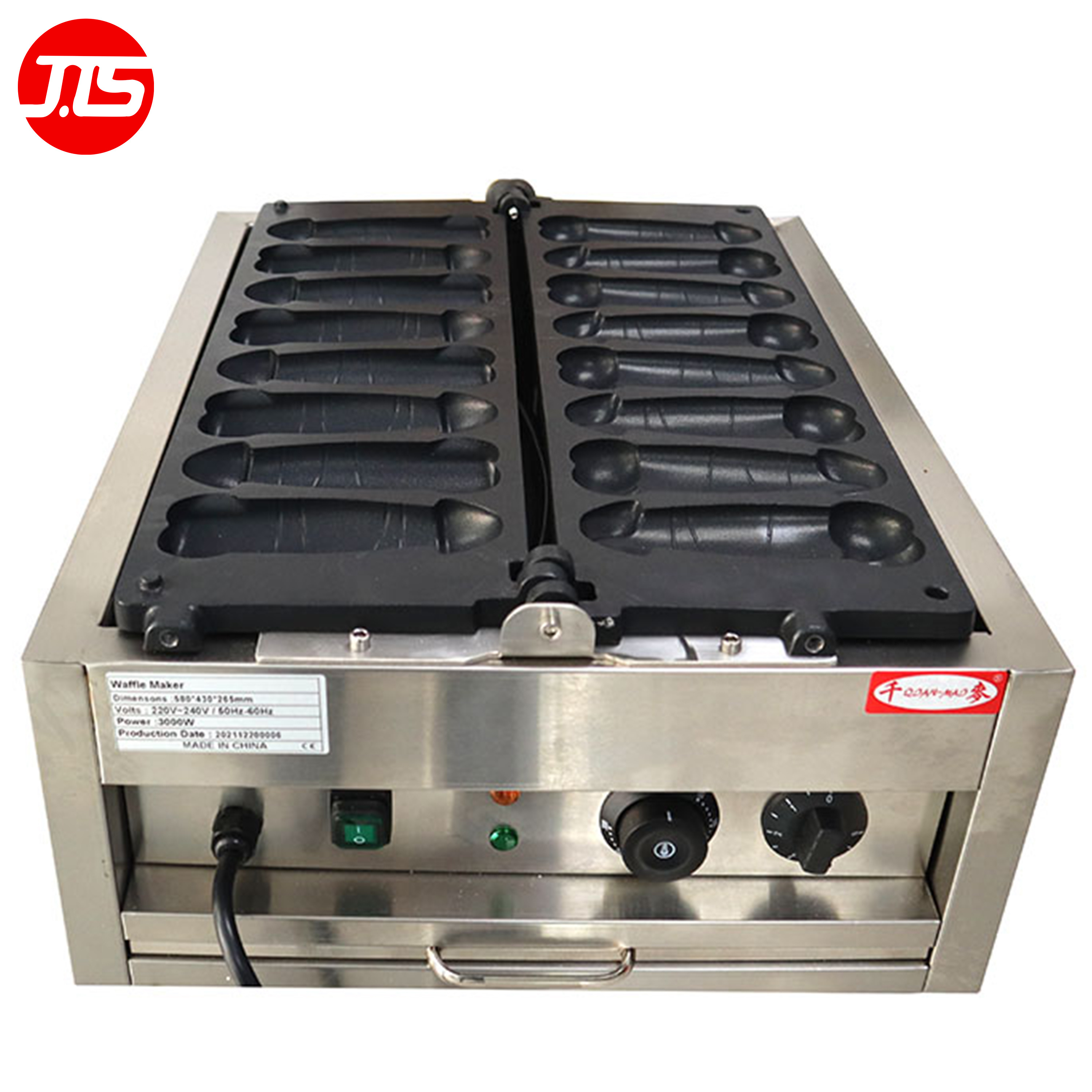 JTS  Commercial Snack Machine Electric Non-Stick Dick Waffle Baker 8 Pcs Taiwan Penis Shape Waffle Maker Machine Supplier