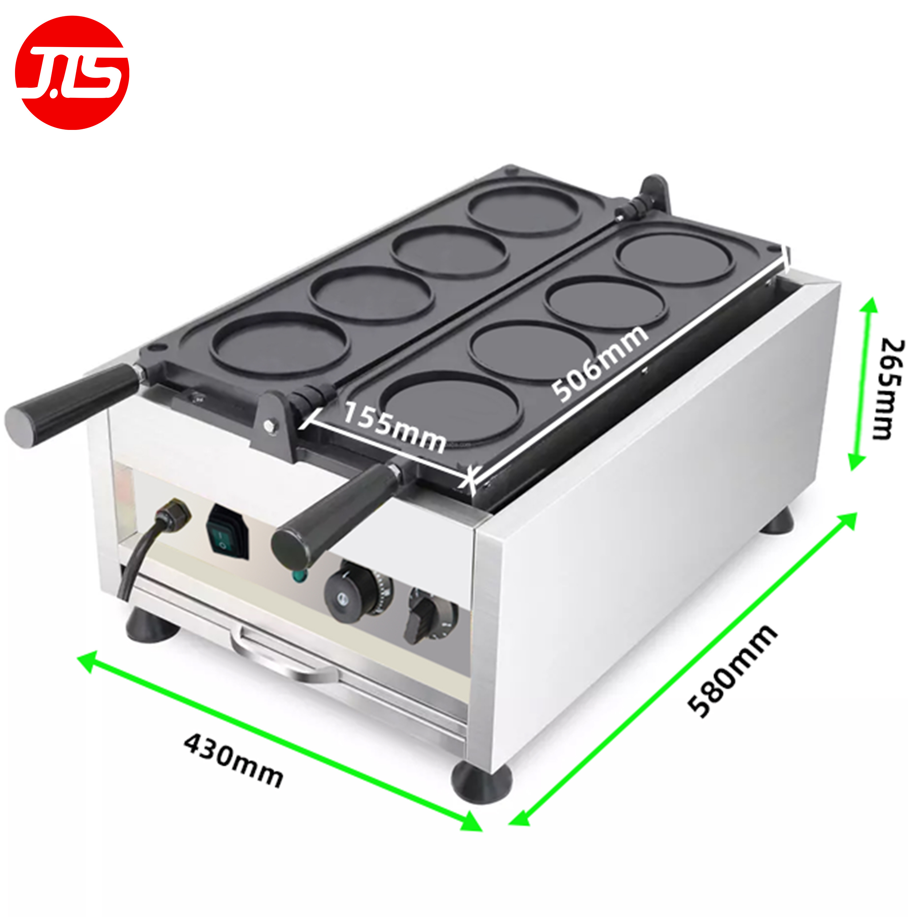 JTS Manufacture Customized Snack Equipment New 4-Piece Coin Commercial Rotating Waffle Maker Round Waffle Machine