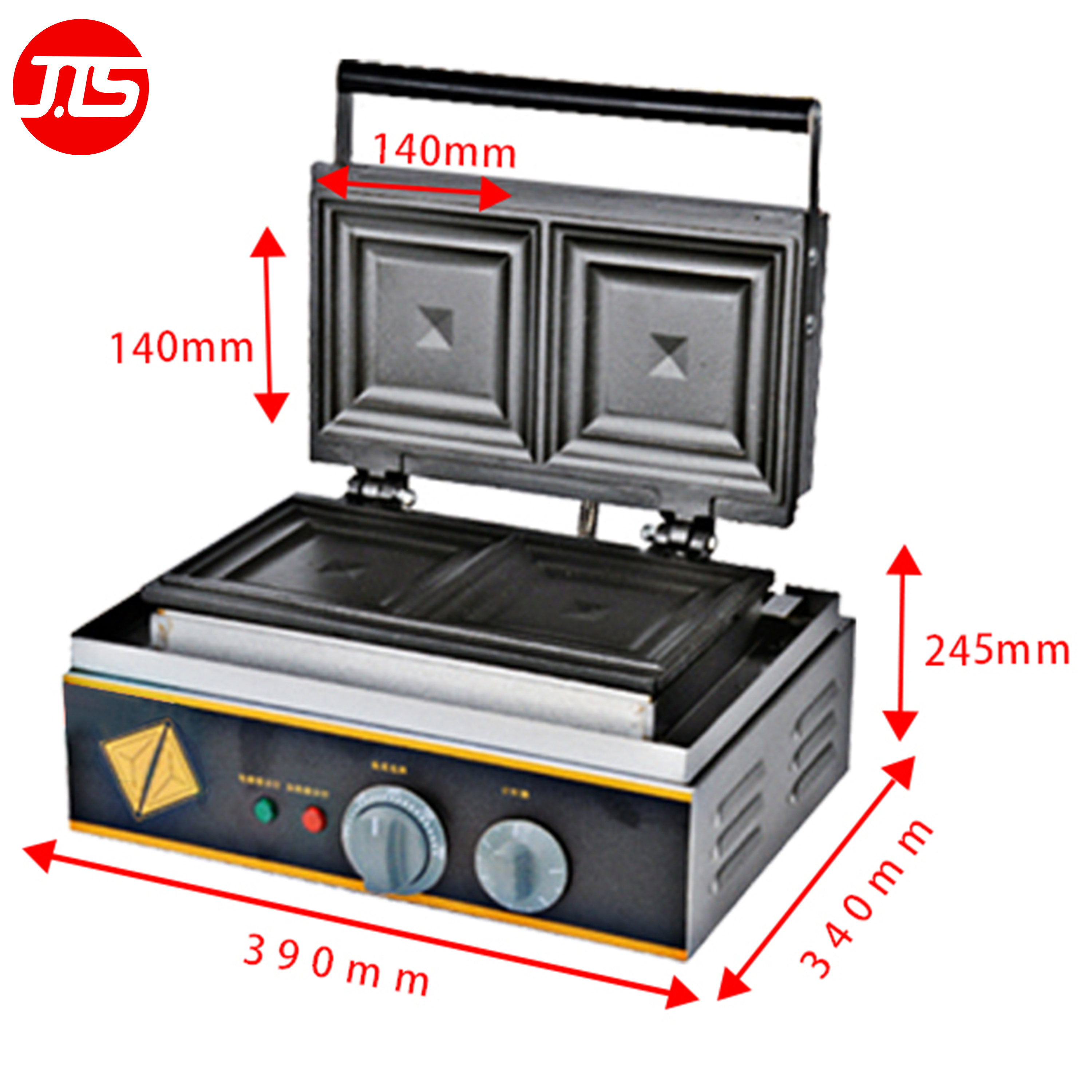 JTS  Belgian Gas Mini Commercial Vertical Honeycomb OK Silver Crest Electric Sandwich Paninja Waffle Maker Industrial Machine.