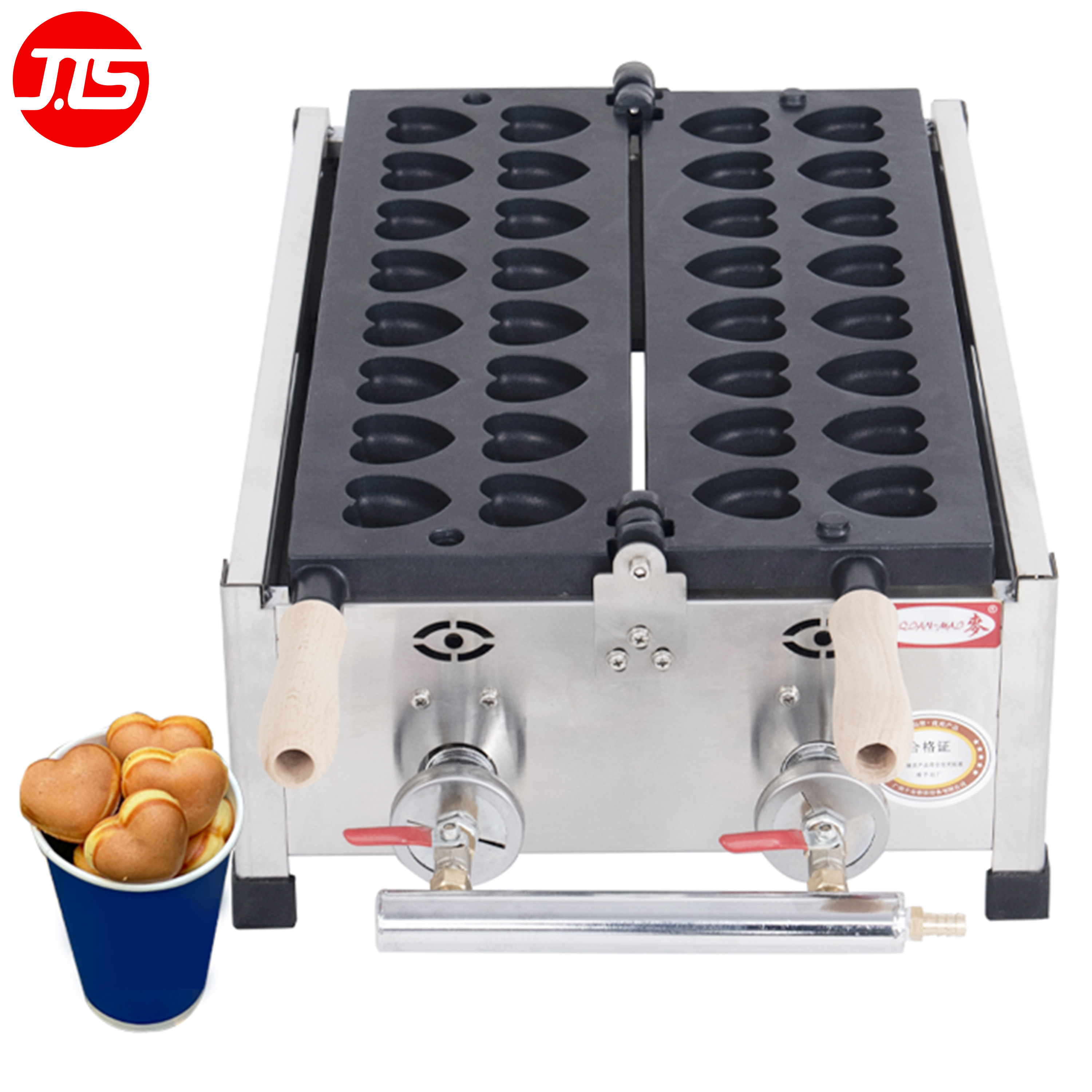 JTS Stainless Steel Commercial Industrial High Efficiency Catering Stick Snack Machine Custom Mini Gas Heart Shape Waffle Maker