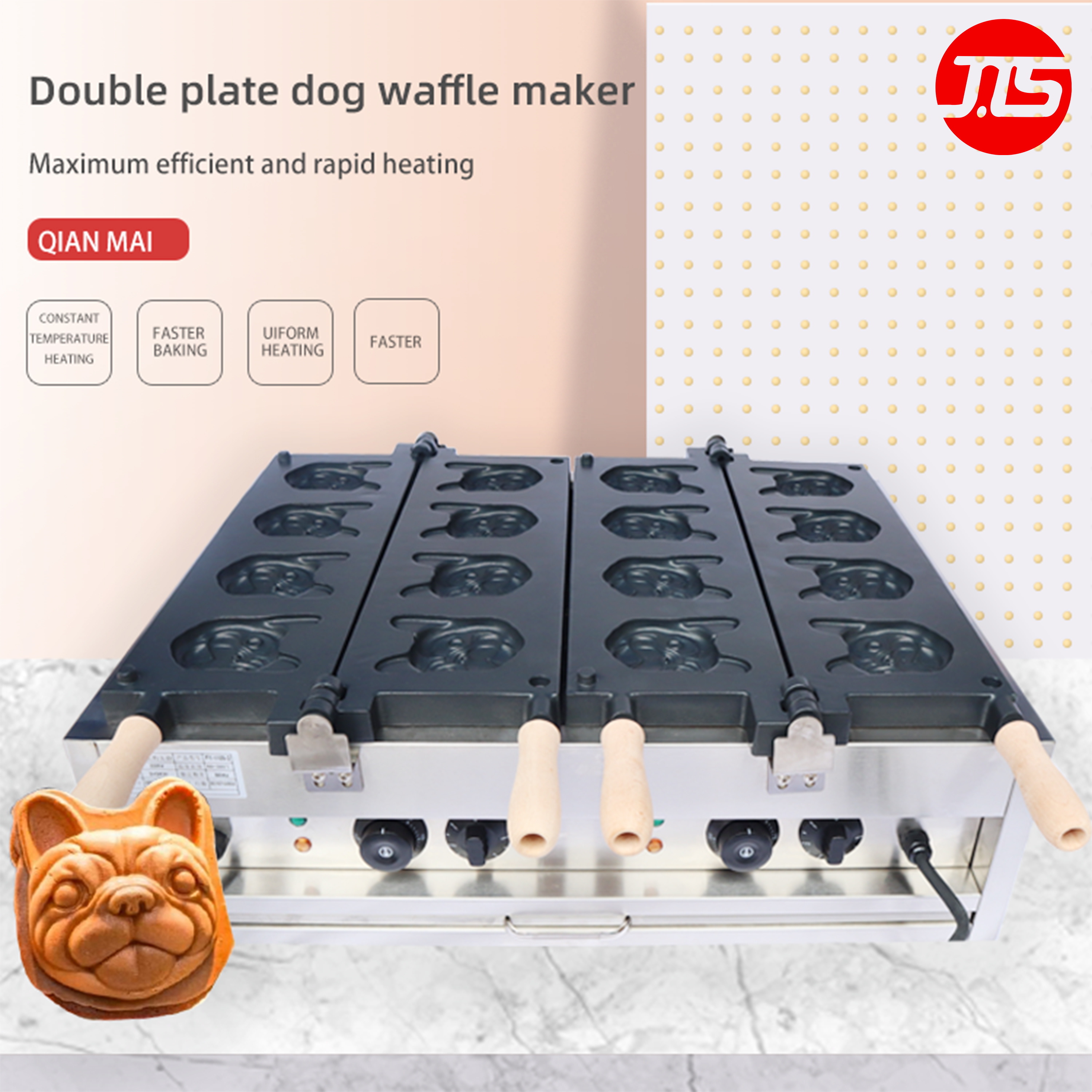 JTS Snack Food Machine Waffle Maker Taiwan Mini Steel Germany Stainless Power Surface Baking Sales Cooking Feature Stick Bread