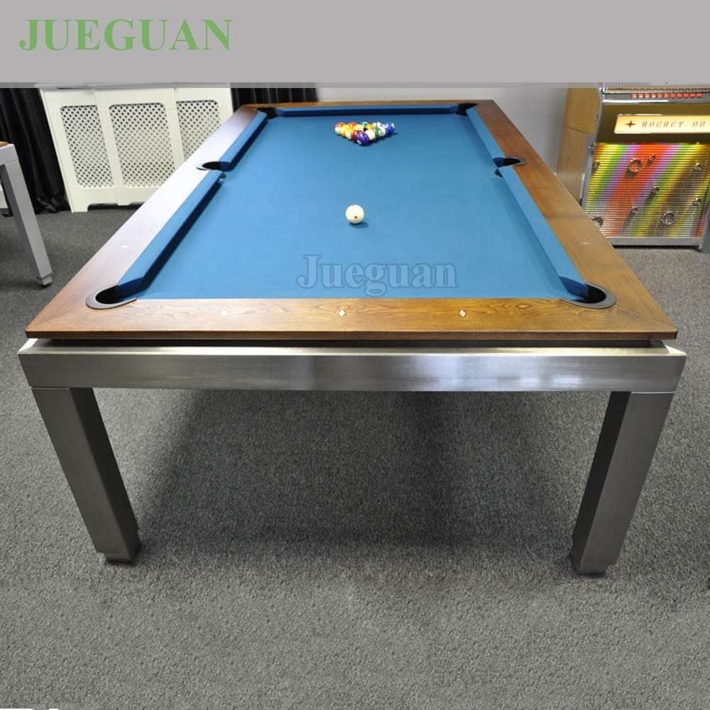 High Quality 7ft 2-in-1 Dining Pool Table Solid Top Game Table High Quality Cushions Solid Wood Legs Wool Cotton Material