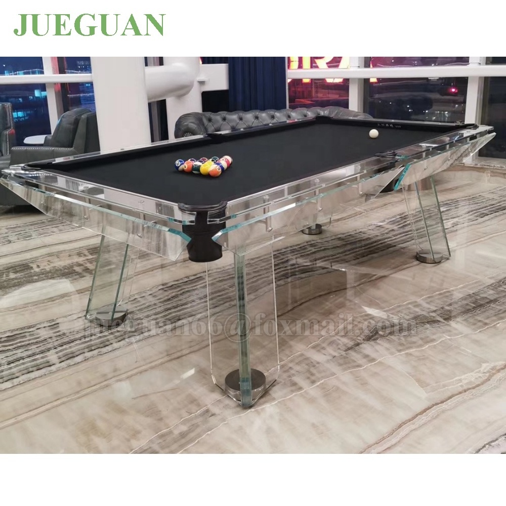 2024 Modern luxury High Quality factory price glod stainless steel billiards pool table 7ft 8ft 9ft glass pool table