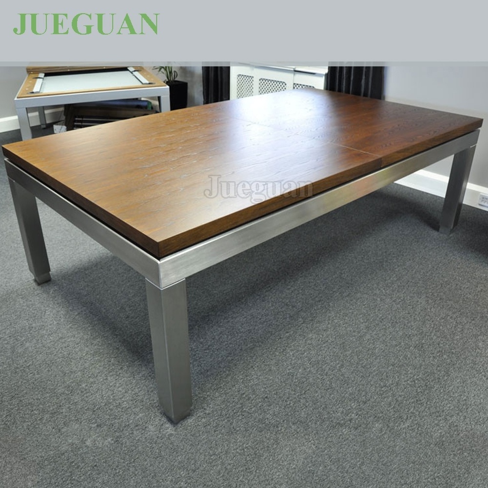 High Quality 7ft 2-in-1 Dining Pool Table Solid Top Game Table High Quality Cushions Solid Wood Legs Wool Cotton Material