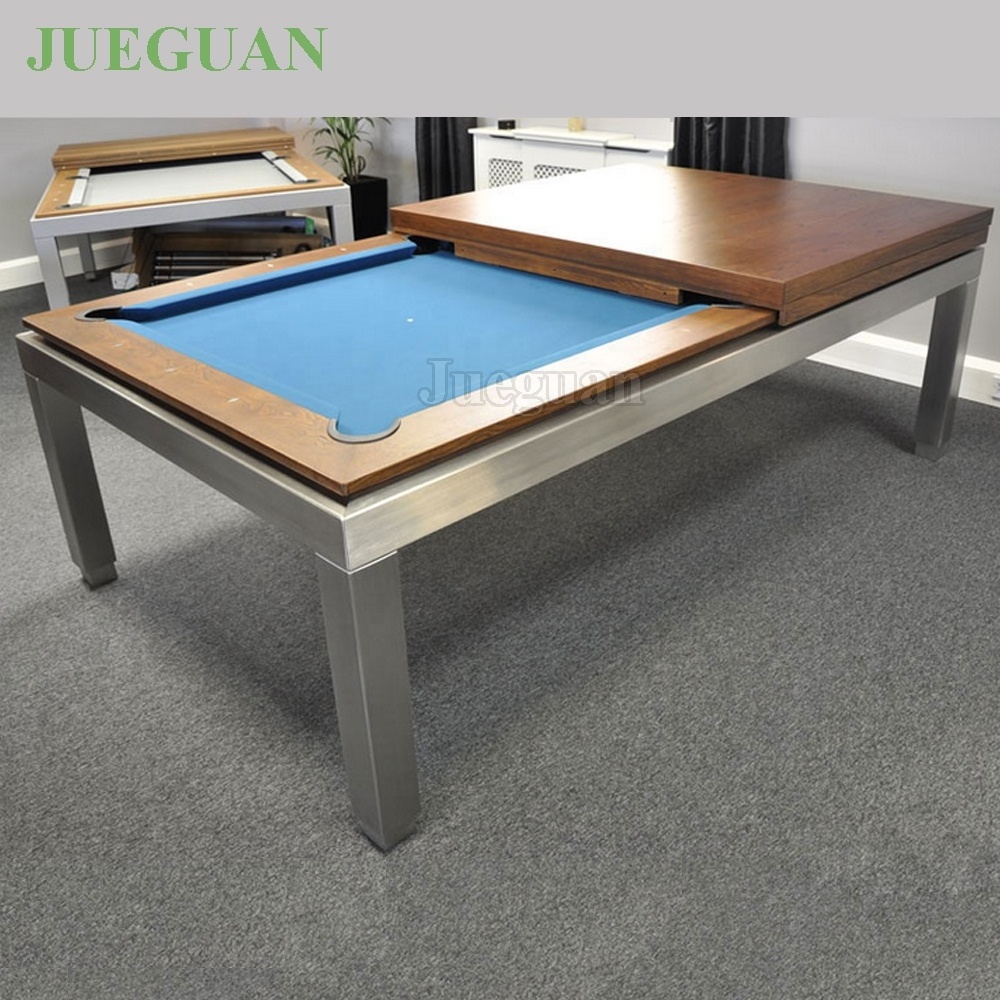 High Quality 7ft 2-in-1 Dining Pool Table Solid Top Game Table High Quality Cushions Solid Wood Legs Wool Cotton Material