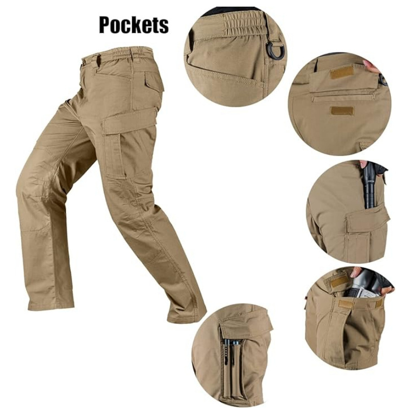 New Men's Waterproof Security Uniform Pants with Multi Pockets Fit Tactical Combat Trousers Cargo Work Pants