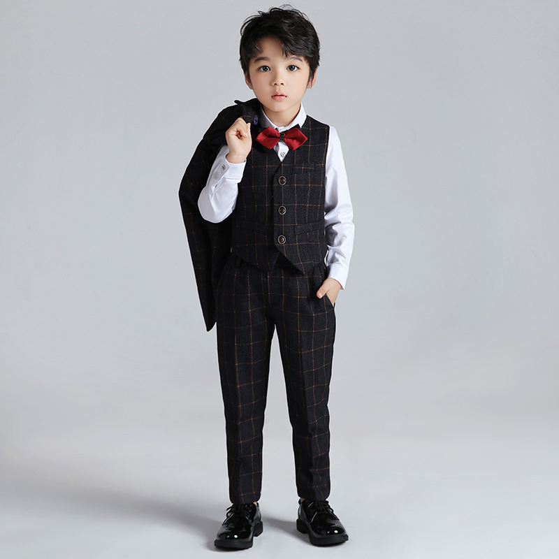 Plaid suits for boys children's suits for the piano performance kids navy blue blazer school uniform