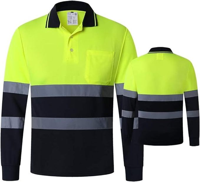 Hi Vis Security Uniform Yellow Navy Reflective Uniform Polo Shirts High Quality Safety Work Shirt for Construction Men Women