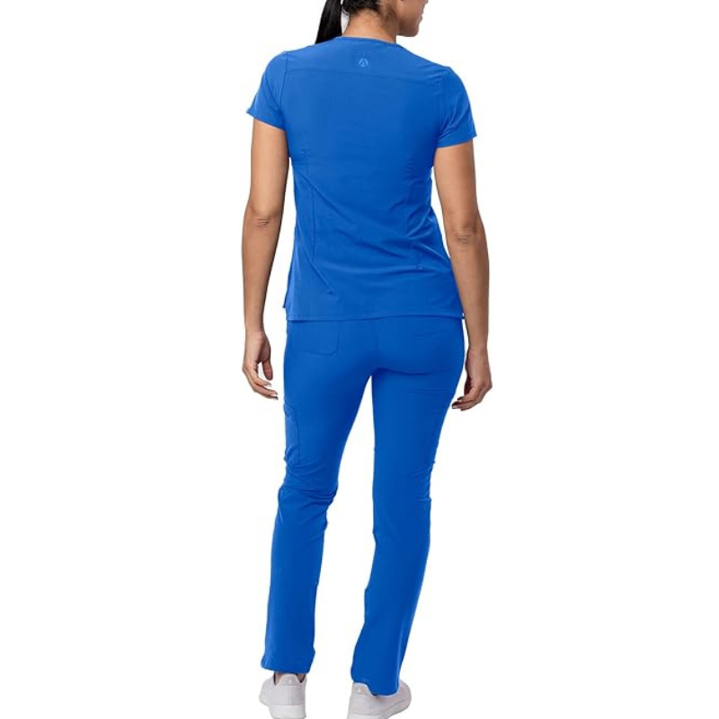 Comfortable Hospital Uniform Nurse Work Sets Notched V-Neck Scrub Tops Skinny Cargo Scrub Pants For Women