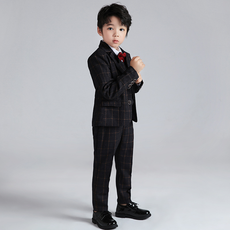 Plaid suits for boys children's suits for the piano performance kids navy blue blazer school uniform