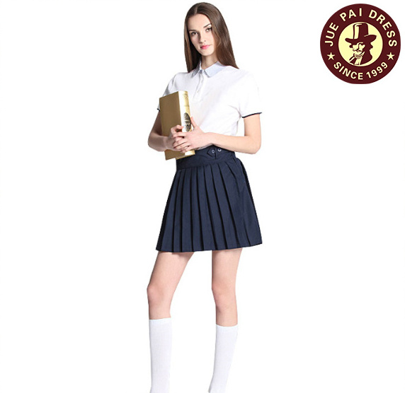 New high school uniforms professional customization polo shirt with skirt