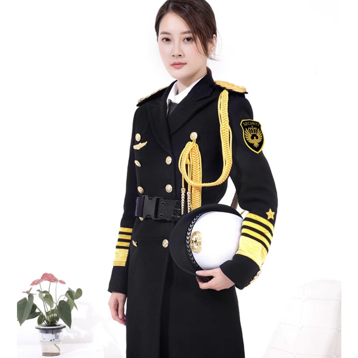 Women security wool coat concierge uniform women's long keep warm security uniforms