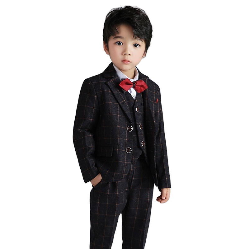 Plaid suits for boys children's suits for the piano performance kids navy blue blazer school uniform