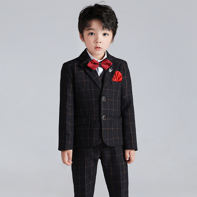 Plaid suits for boys children's suits for the piano performance kids navy blue blazer school uniform