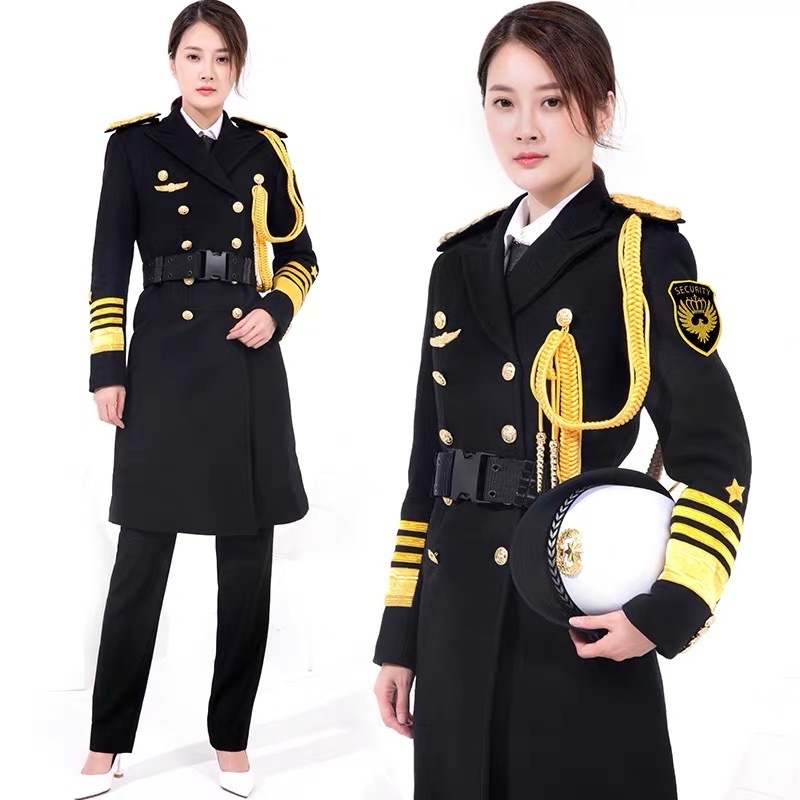 Women security wool coat concierge uniform women's long keep warm security uniforms