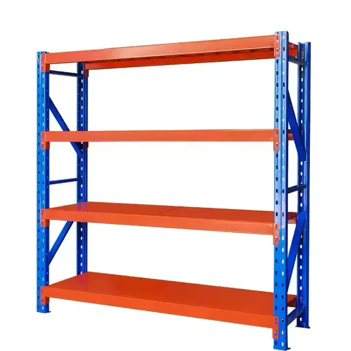 Custom Heavy Duty Shelving 300 Kg Layer Garage Black 4 Tier Warehouse Storage Metal Stacking Shelf Rack Unit For Warehouse