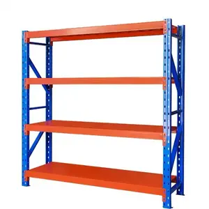 Custom Heavy Duty Shelving 300 Kg Layer Garage Black 4 Tier Warehouse Storage Metal Stacking Shelf Rack Unit For Warehouse