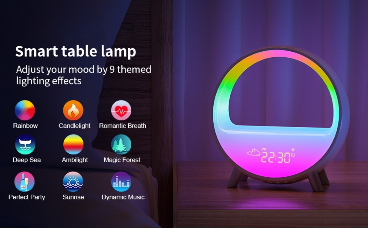 Smart Living Room Bedroom Led Lamp Digital Desk Mobile Phone Wireless Charger Charging Fast Chargers