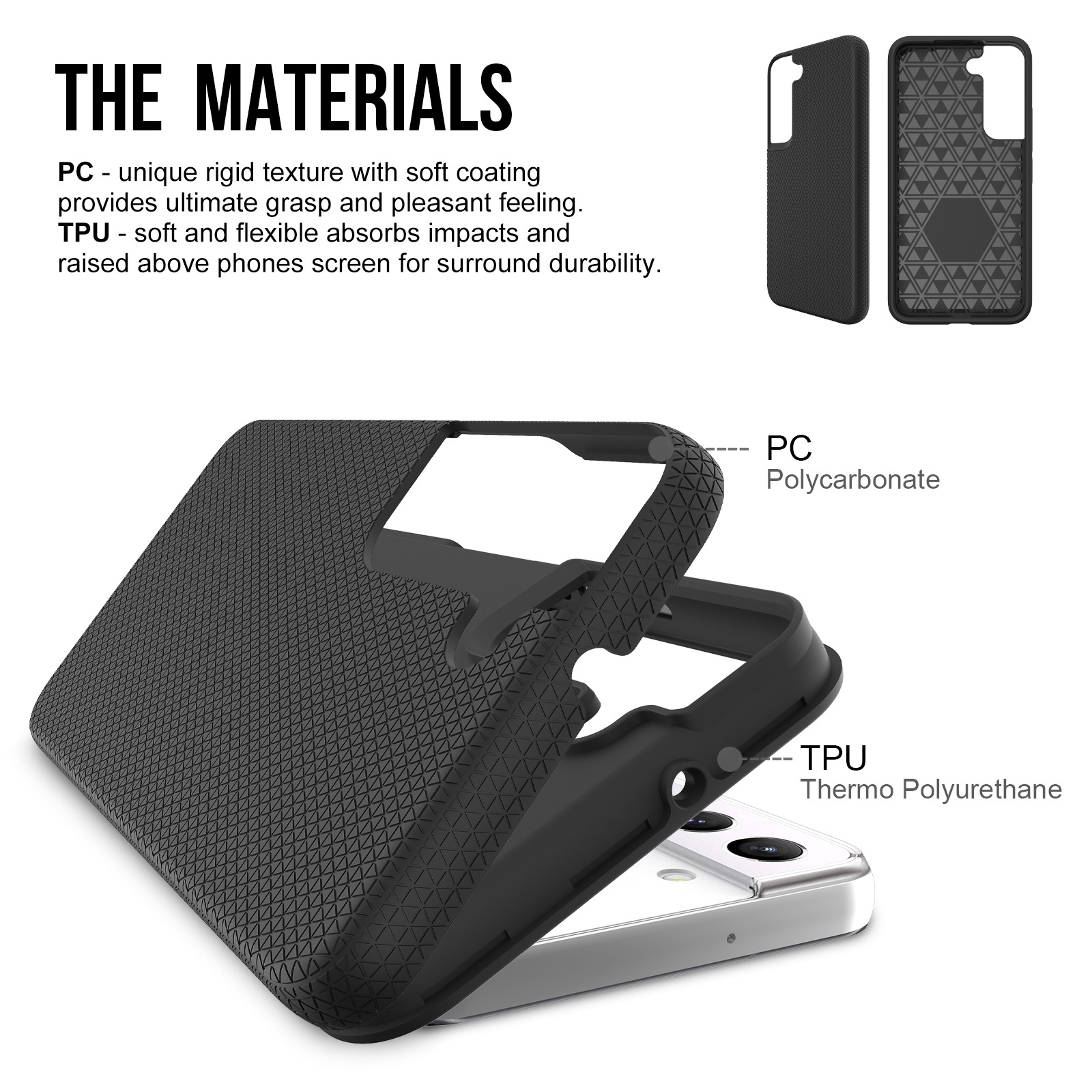 Triangle Phone Case for Samsung Galaxy S24 Ultra TPU PC Shockproof Hybrid Combo Phone Cover