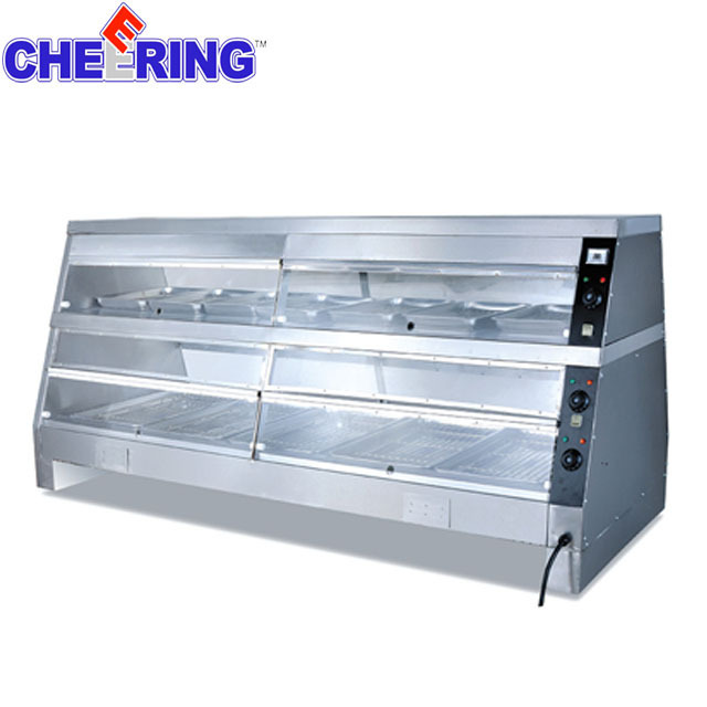 Curved Glass Warming Display Showcase/Hot Food Warmer Display Showcase