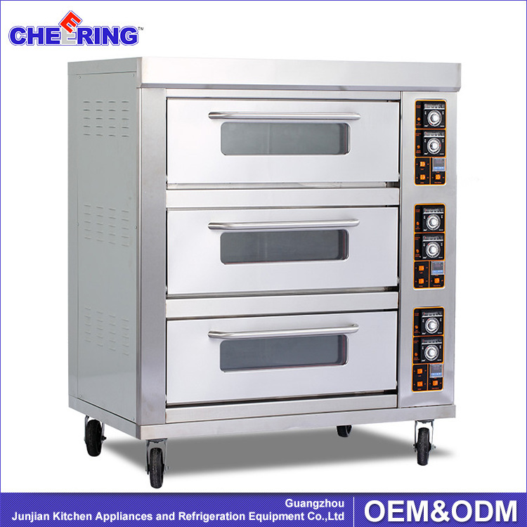 Commercial Industrial Stainless Steel 3 Decks 6 Trays electrical Baking Oven Cake restaurant kitchen equipment supplier