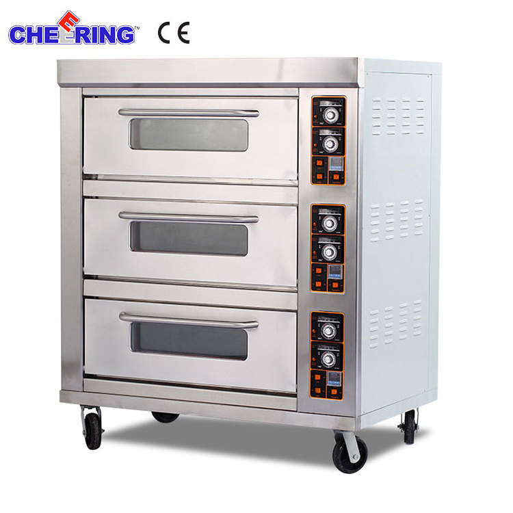 Commercial Industrial Stainless Steel 3 Decks 6 Trays electrical Baking Oven Cake restaurant kitchen equipment supplier