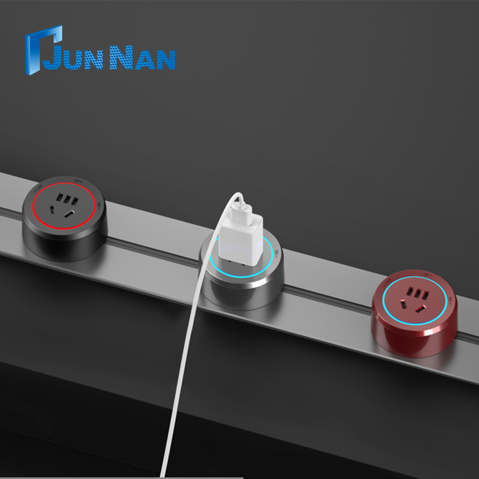 Factory Price Aluminum alloy electrical multi-functional socket rail outlet power track socket