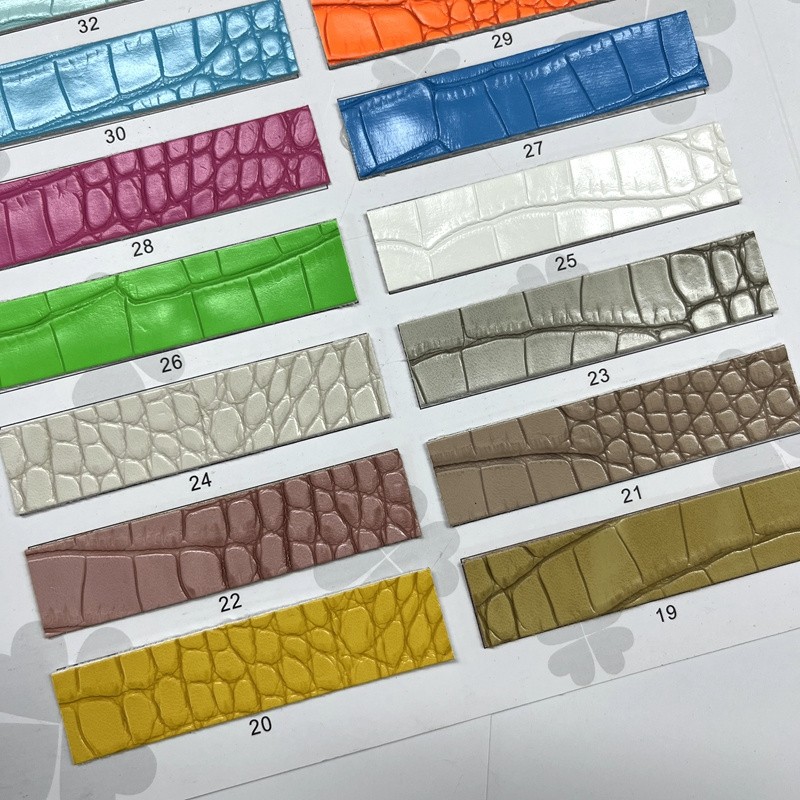 pu patent  with Two tone color crocodile skin  emboss faux leather sheets for making bags use