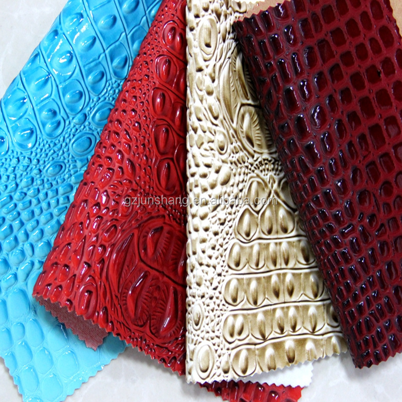 Embossed crocodile pattern pvc synthetic leather for bag usage