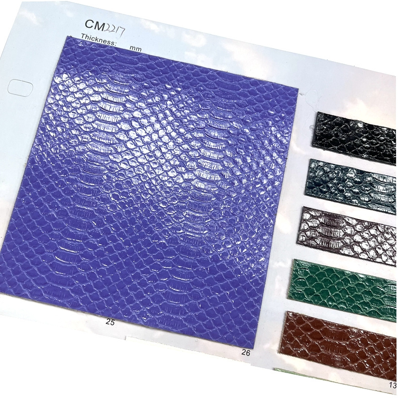 Free Samples of Custom PVC Bag Making Synthetic Printed Snake Skin Faux Leather for Bag Upholstery for Home Textile Use