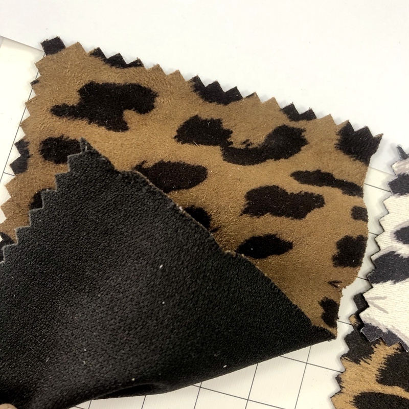 Competitive price 100% polyester flocking suede surface leather material for shoes and bags