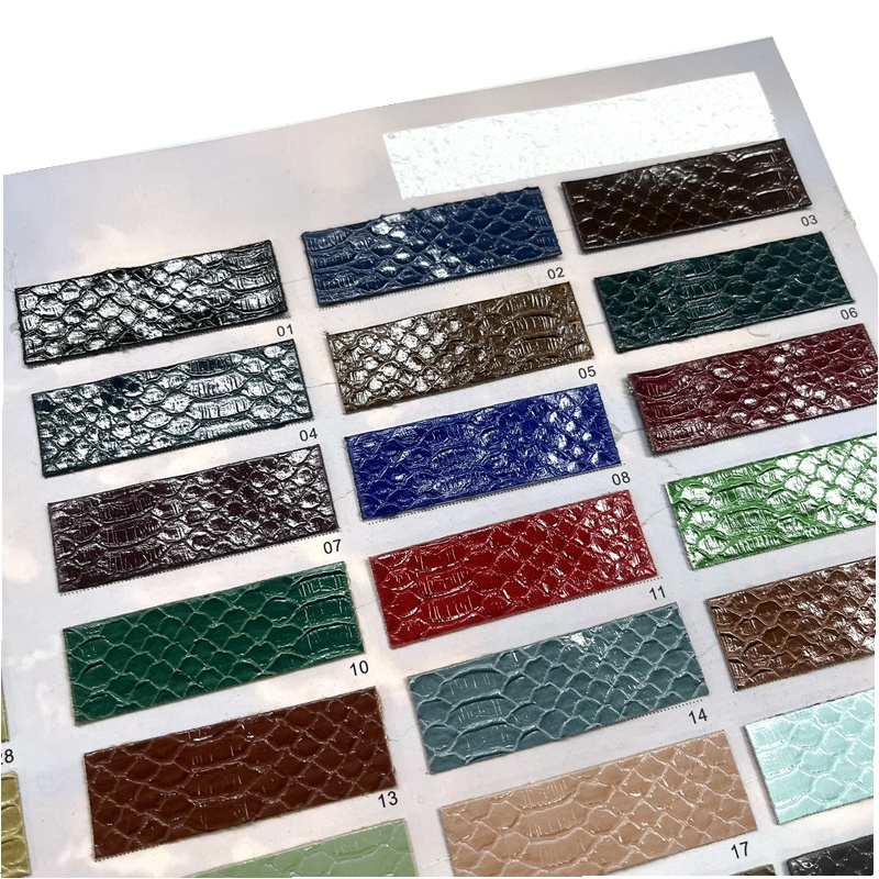 Free Samples of Custom PVC Bag Making Synthetic Printed Snake Skin Faux Leather for Bag Upholstery for Home Textile Use