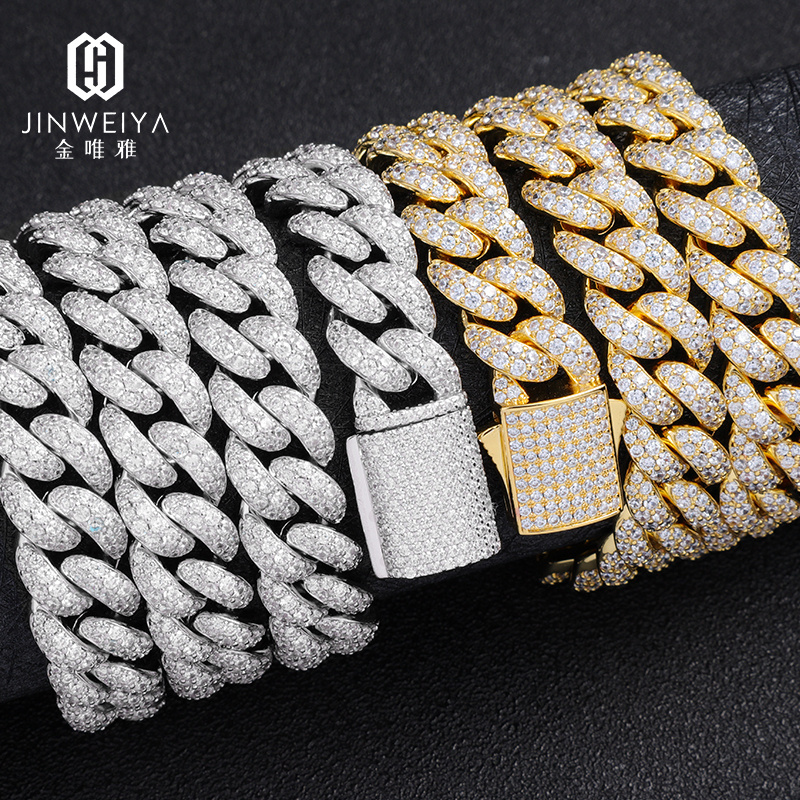 High Quality Luxury Hip Hop Necklace 14k Gold Chain White Gold Cuban Link Iced Chain Men