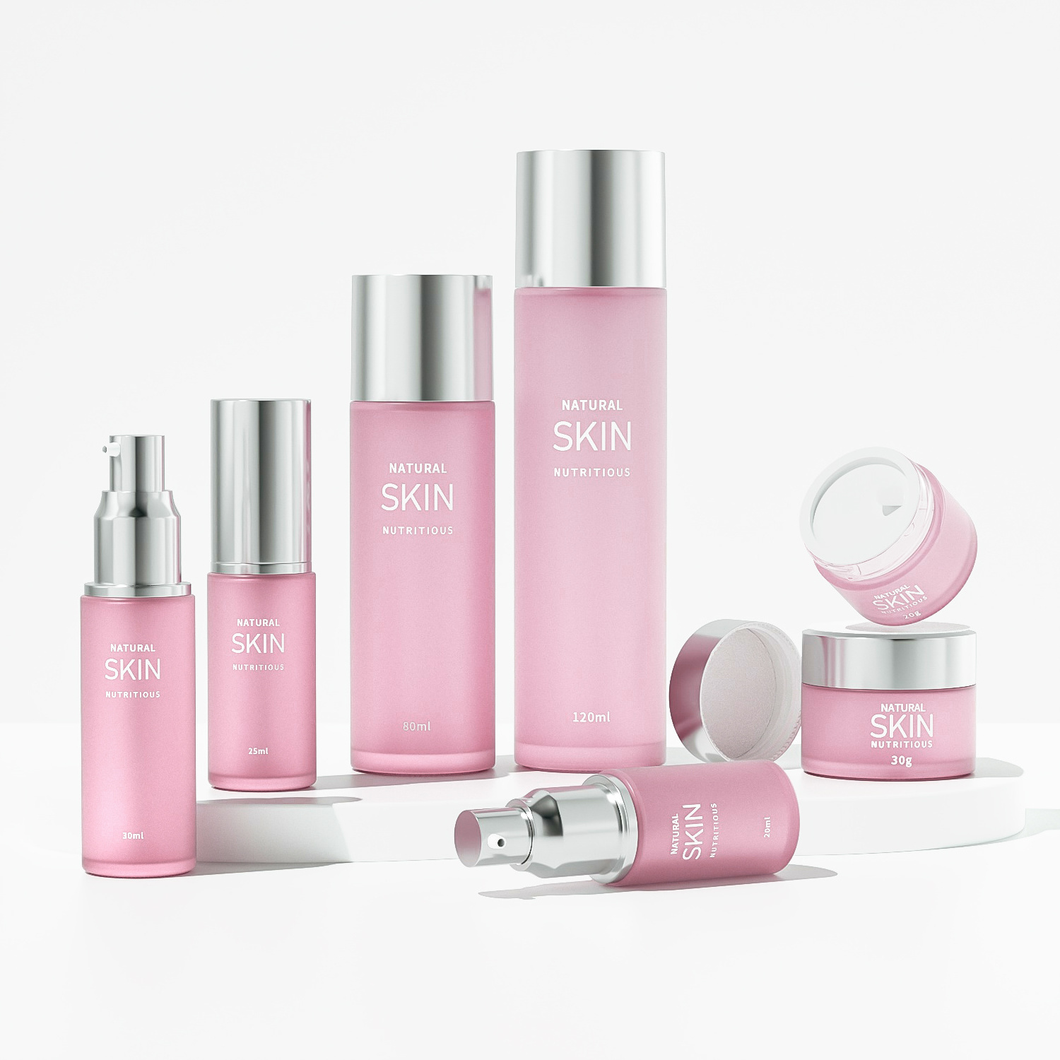 30 50 100ml pink luxury skincare Cosmetic packaging set toner bottles skin care cream glass lotion serum pump bottle and jars