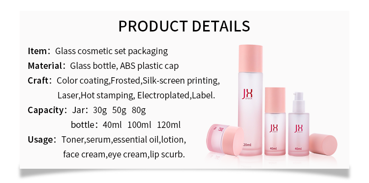 Wholesale pink luxury skincare packaging set empty lotion pump glass bottle and jar cosmetic cream bottle with plastic pump